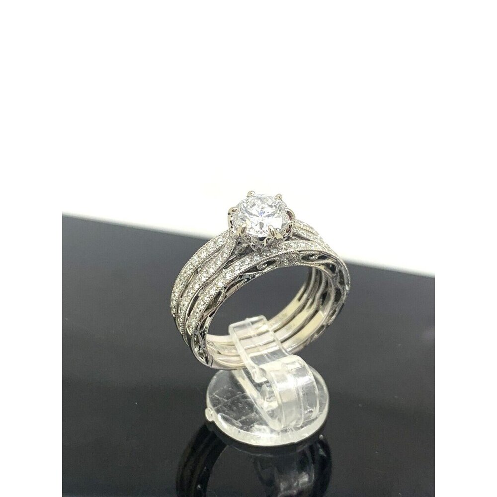 Parade Wedding Set 18k White Gold Diamond Engagement Ring Band Women's 6.25-6.5 - Picture 3 of 14